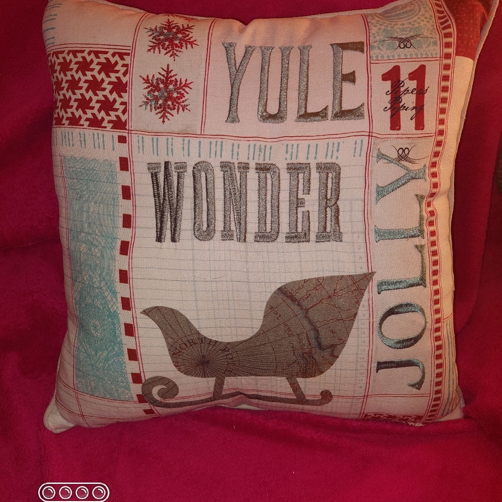 Embroidered Holiday Pillow